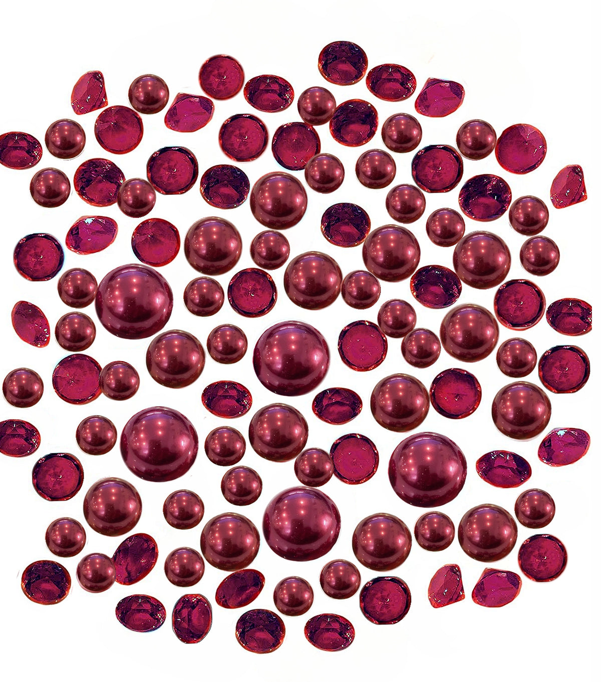 100 Floating Burgundy Pearls/Gems- Large Sizes- Option: 6 Submersible Fairy Lights Strings Hidable Submersible Batteries- Makes 2 Gallons of Transparent Water Gels for Vases