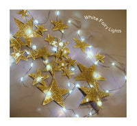 50 Floating Gold Stars-Sparkling-Large Sizes-Fills 1 Gallon of the Transparent Floating Gels for Your Vases - With Pre-Measured Prep Bags - Option of 3 Submersible Fairy Lights Strings