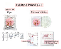 75 Floating White Pearls- Fills 1 Gallon of the Floating Pearls & Transparent Water Gels for Your Vases- With Measured Prep Bag- And Option of 3 Submersible Fairy Lights Strings