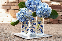 115 Floating Royal Blue/Navy Pearls Large Sizes- Option of 6 Submersible Fairy Lights Strings Hidable Submersible Batteries- 2 Gallons of Transparent Water Gels for Vases