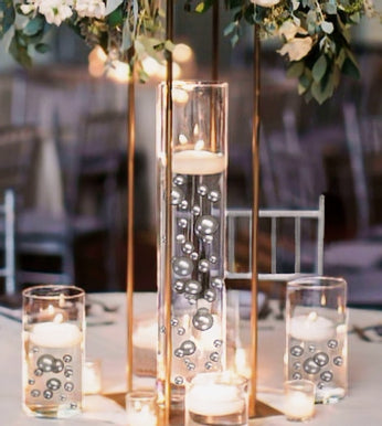 115 Floating Royal Blue/Navy Pearls Large Sizes- Option of 6 Submersible Fairy Lights Strings Hidable Submersible Batteries- 2 Gallons of Transparent Water Gels for Vases