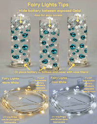 75 Gold Floating Pearls-Large Sizes-Fills 4 Medium Size Vases (1 Gal) of the Transparent Floating Gels-With Measured Prep Bag-Option of 3 Fairy Lights Strings