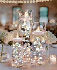 100 Floating White Pearls and Sparkling Gems- Fills 2 Gallons of the Transparent Water Gels for the Floating Effect- With Exclusive Measured Prep Bags - Option: 6 Submersible Fairy Lights Strings