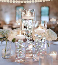 100 Floating White Pearls and Sparkling Gems- Fills 2 Gallons of the Transparent Water Gels for the Floating Effect- With Exclusive Measured Prep Bags - Option: 6 Submersible Fairy Lights Strings