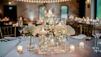 100 Floating Ivory Pearls with Sparkling Ivory Gems- Large Sizes- Option of 6 Submersible Fairy Lights Strings Hidable Submersible Batteries- 2 Gallons of Transparent Water Gels for Vases