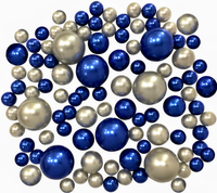 115 Floating Royal Blue/Navy Pearls Large Sizes- Option of 6 Submersible Fairy Lights Strings Hidable Submersible Batteries- 2 Gallons of Transparent Water Gels for Vases