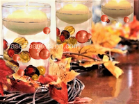 50 Fall Thanksgiving Floating Glowing Pumpkins & Matching Pearls- Fills 1 Gallon of the Floating Transparent Gels for Your Vase- Option to Add 3 Floating Fairy Lights Strings