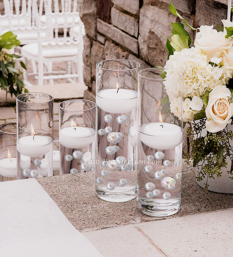 100 Floating White Pearls and Sparkling Gems- Fills 2 Gallons of the Transparent Water Gels for the Floating Effect- With Exclusive Measured Prep Bags - Option: 6 Submersible Fairy Lights Strings