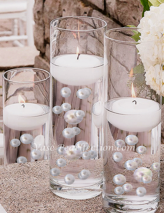 100 Floating White Pearls and Sparkling Gems- Fills 2 Gallons of the Transparent Water Gels for the Floating Effect- With Exclusive Measured Prep Bags - Option: 6 Submersible Fairy Lights Strings