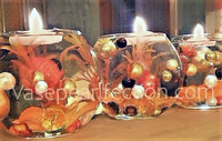 50 Fall Thanksgiving Floating Glowing Pumpkins & Matching Pearls- Fills 1 Gallon of the Floating Transparent Gels for Your Vase- Option to Add 3 Floating Fairy Lights Strings
